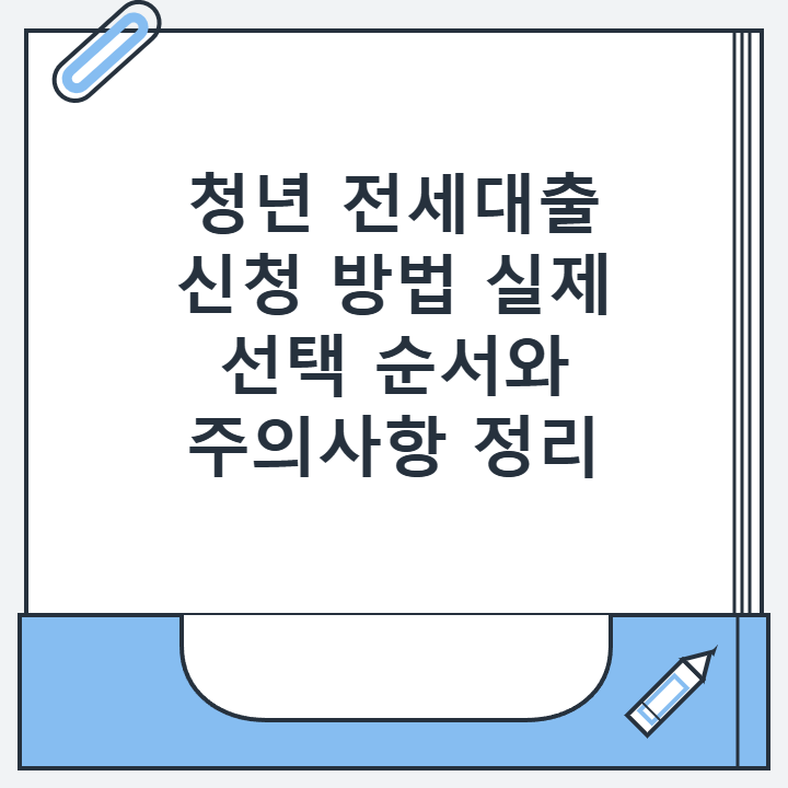 청년 전세대출 신청 방법 실제 선택 순서와 주의사항 정리
