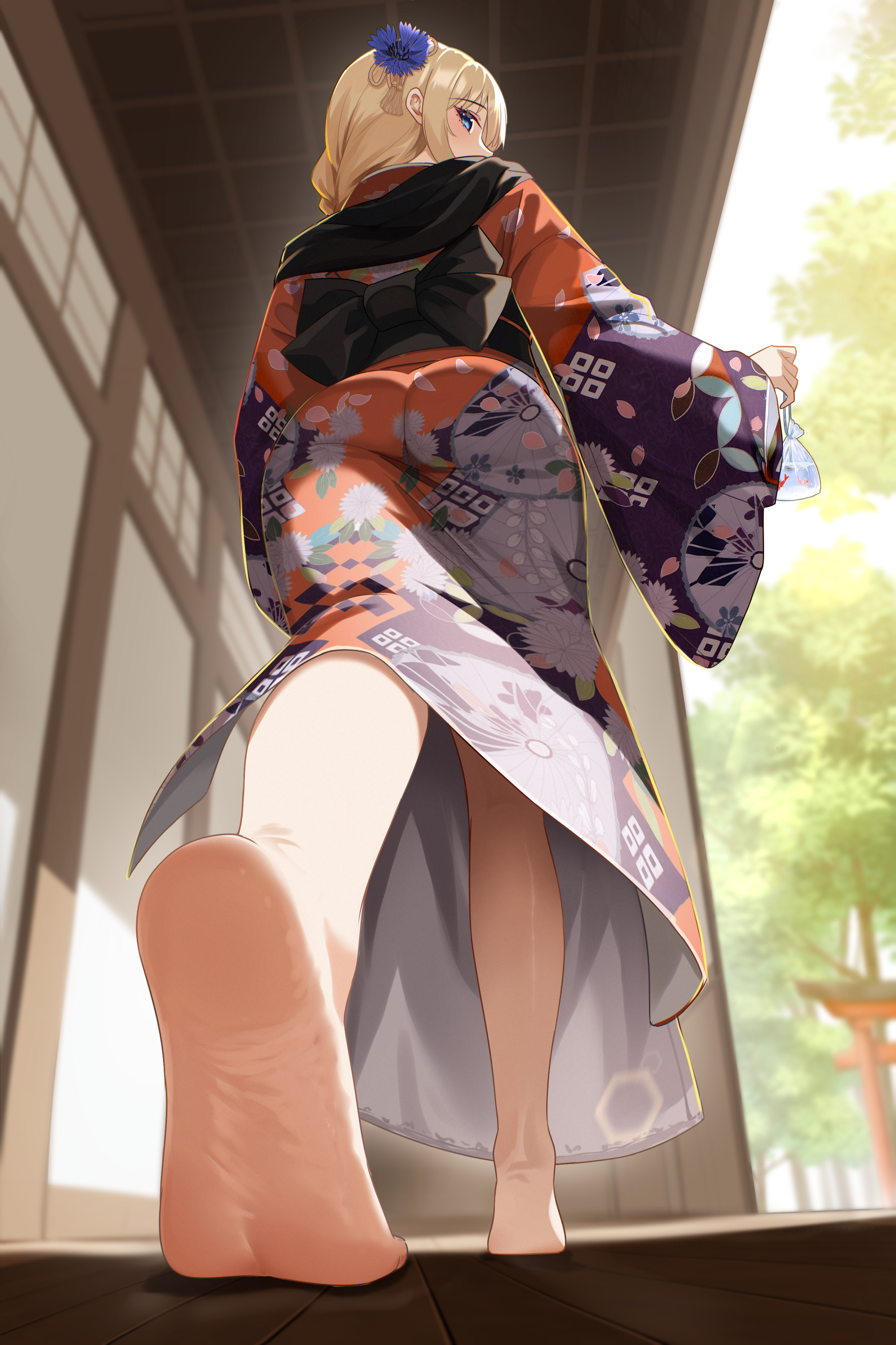 Barefoot in her Kimono