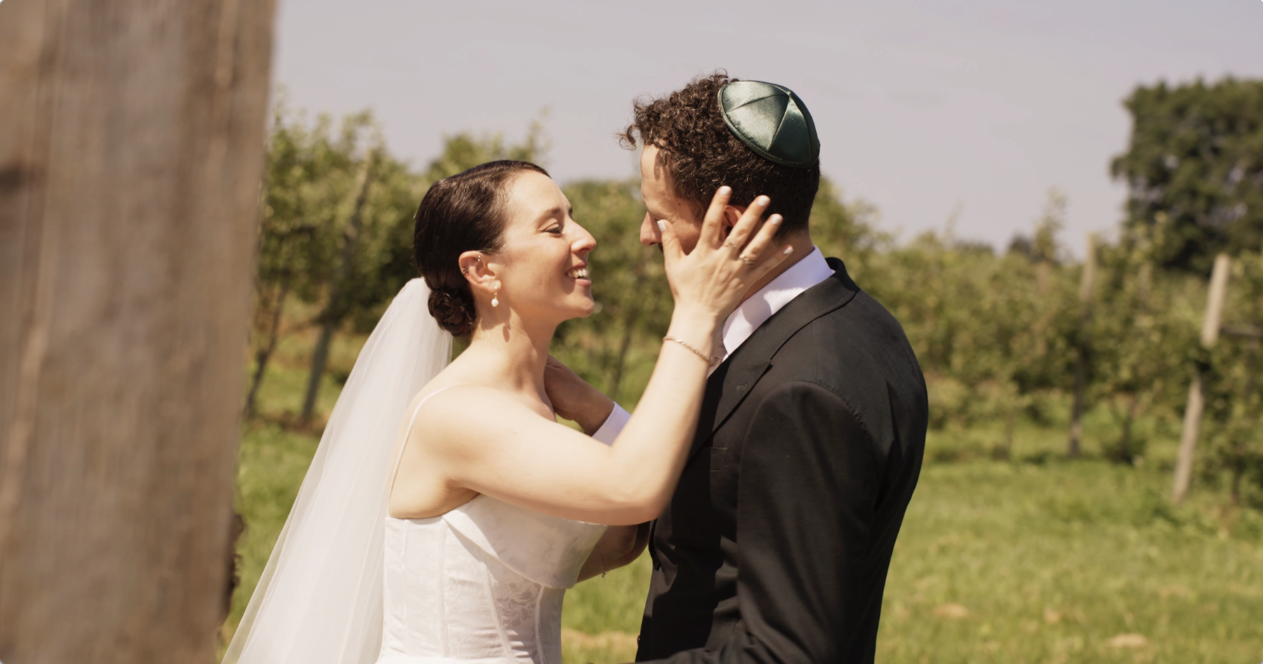 Bride smiling during an outdoor wedding
