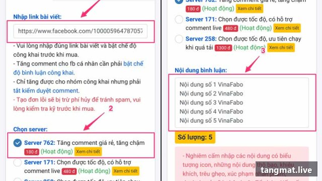 Dịch vụ tăng comment Facebook tại Tangmat.live