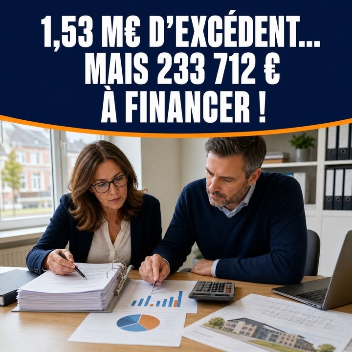 Un couple examine des documents financiers, des graphiques et un calculateur sur une table, devant une fenêtre.