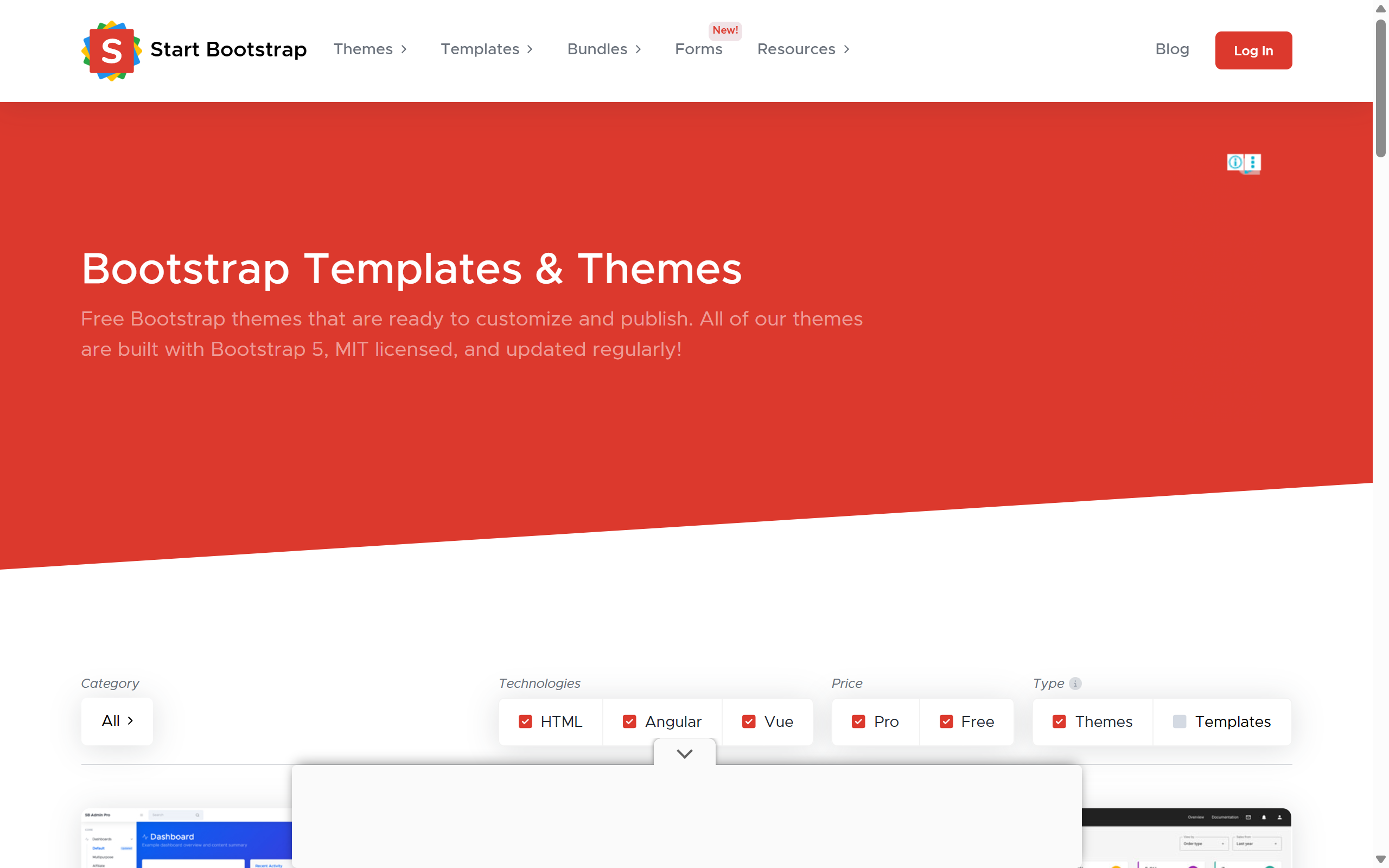 Start Bootstrap 테마 페이지
