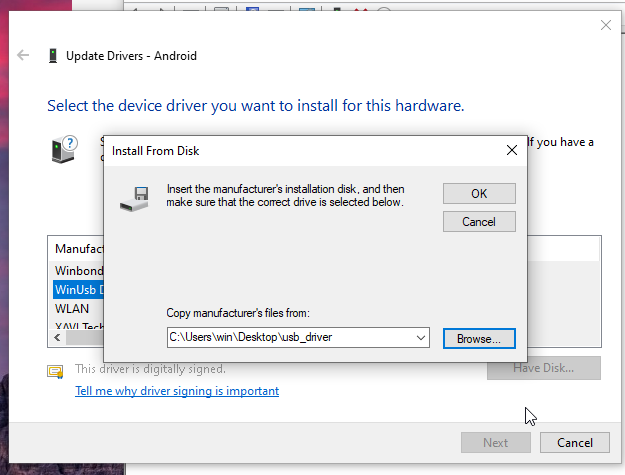 Choosing "install disk'