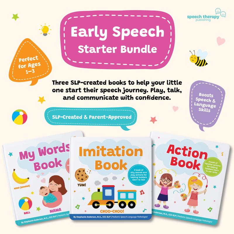 First Words Bundle — three SLP-created toddler speech books