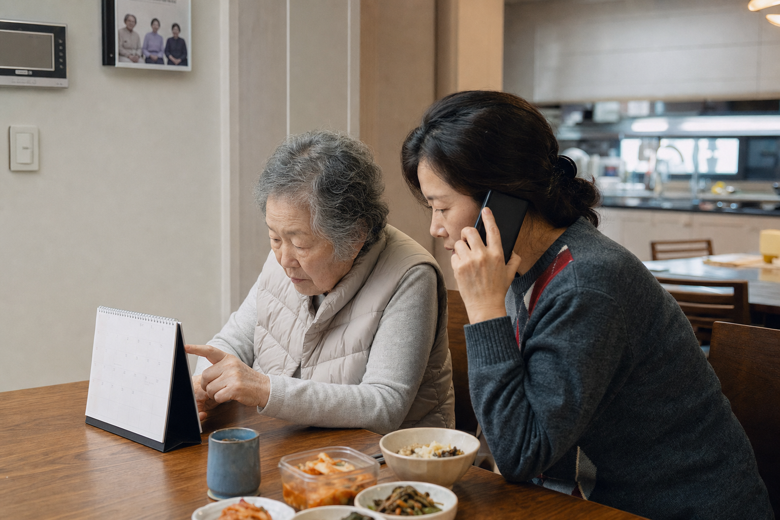 병리 결과 예정일과 전화 앱 방문 통보 방식을 병원에 문의하는 장면