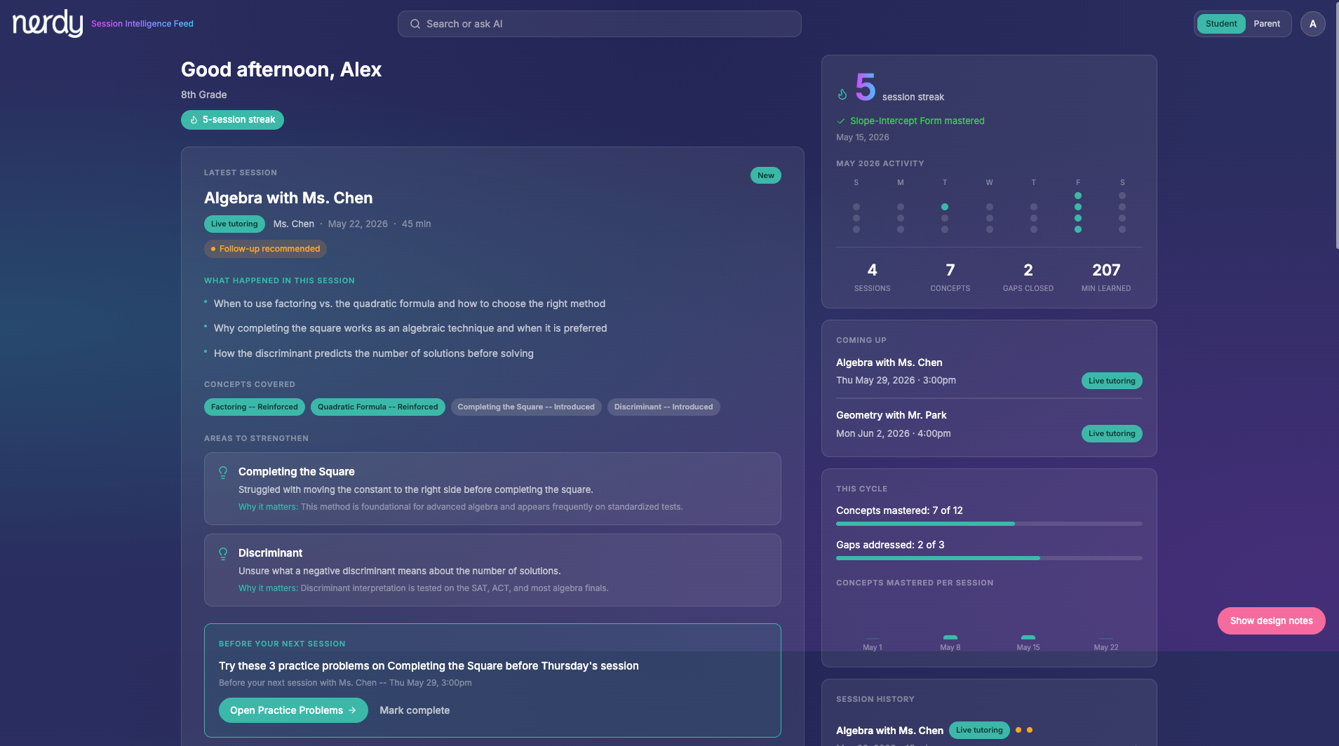 Session Intelligence Feed prototype