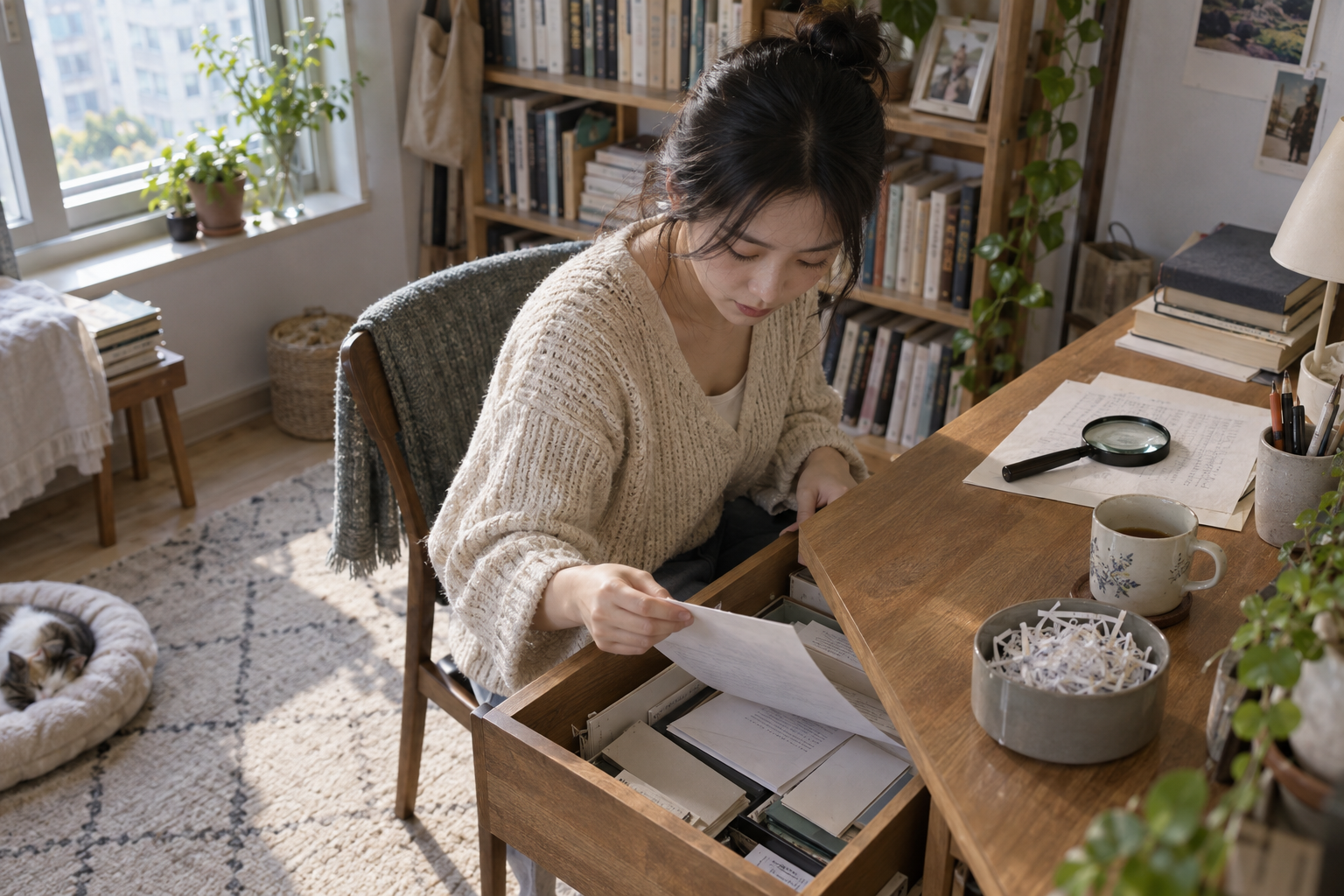 보관한 기록을 다시 꺼내고 검색하되 삭제한 기록과는 구별하는 설명용 장면