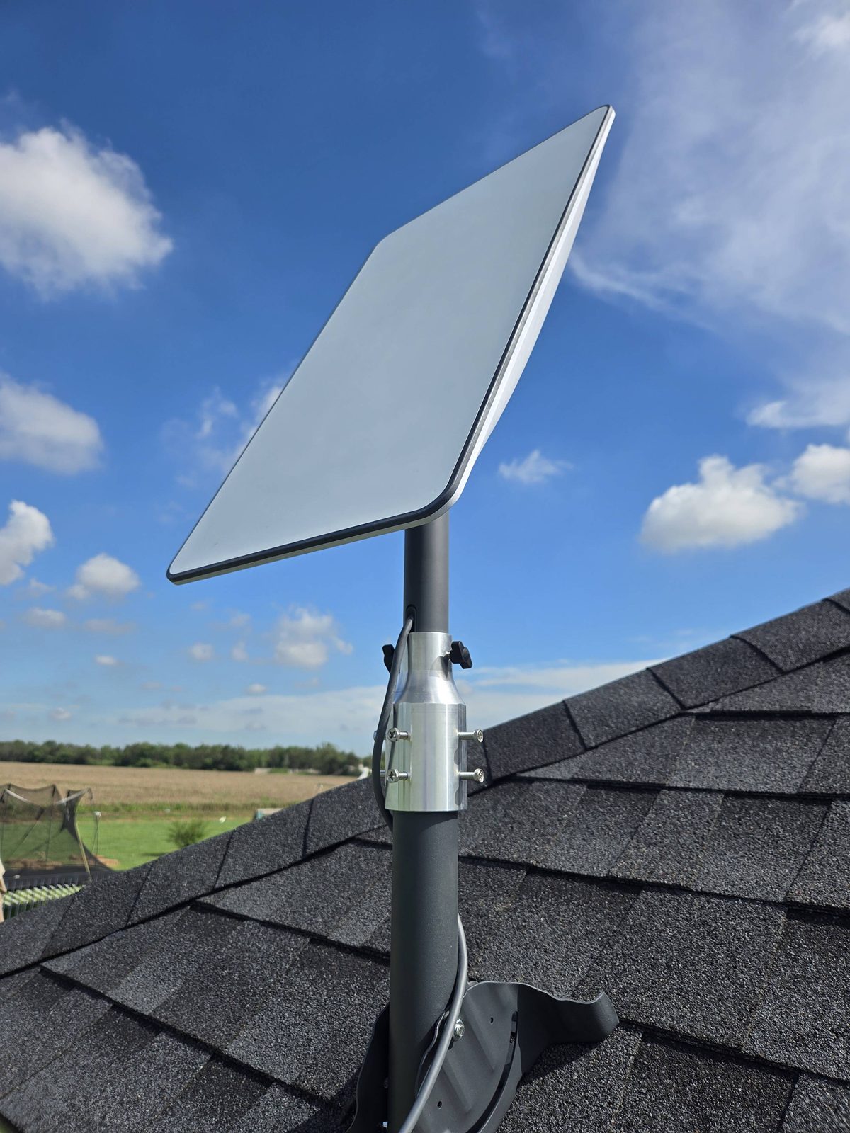 Starlink dish on a pole mount