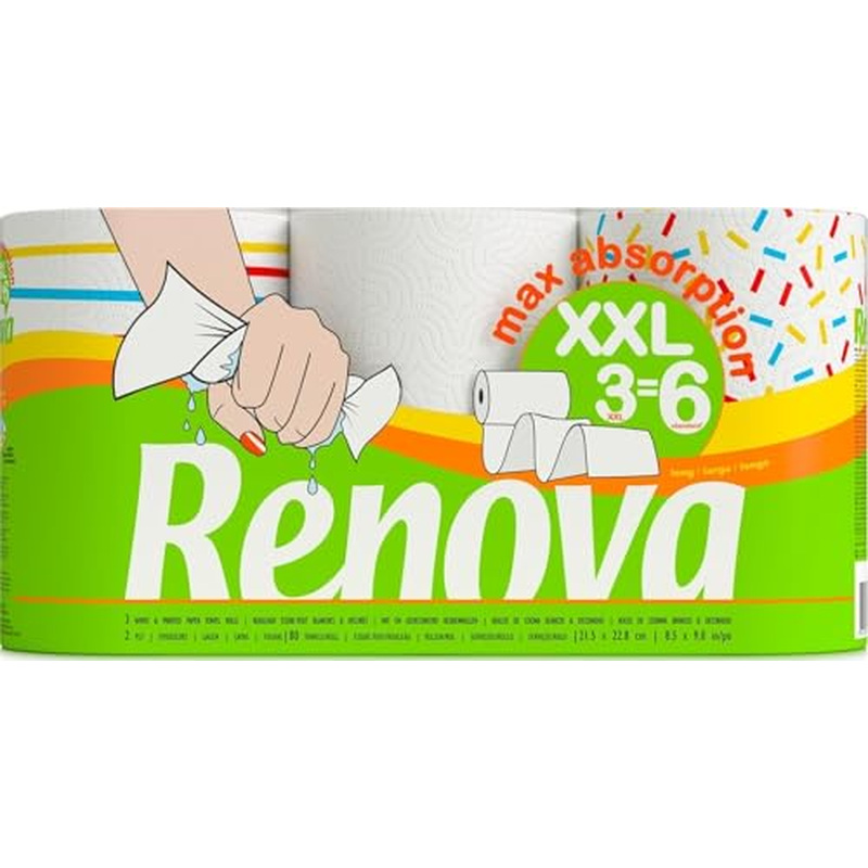 3 rollos de cocina Renova XXL por 2,83€ (en compra recurrente)
