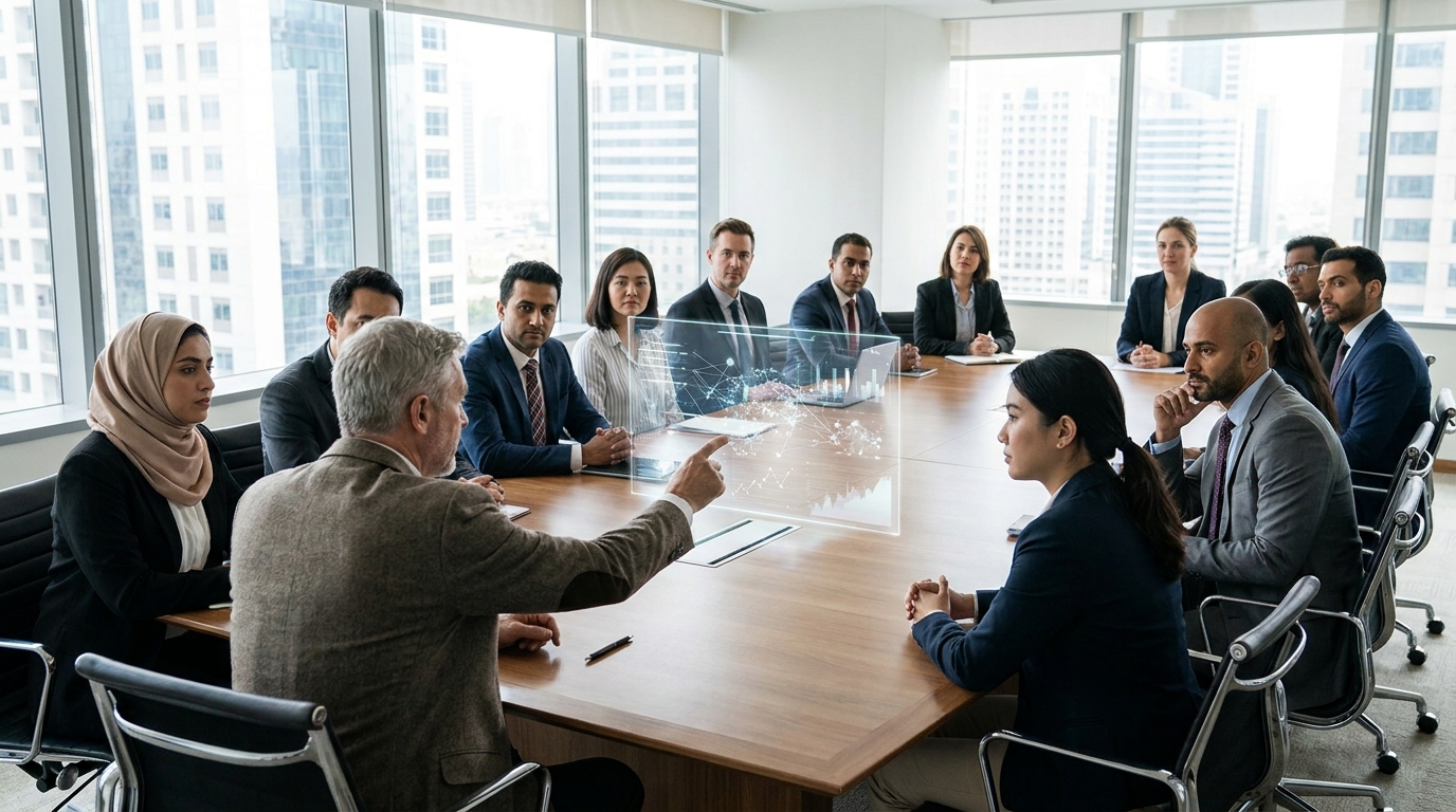 International leaders discussing AI governance and developer compliance at a UN Security Council meeting.