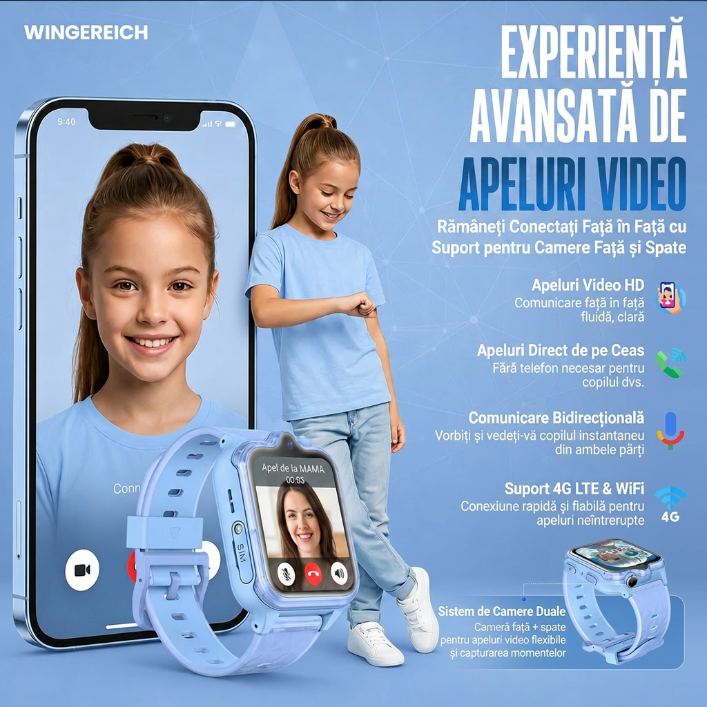Ceas smartwatch Wingereich copii albastru