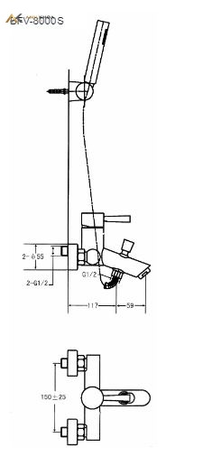 bản vẽ kĩ thuật Sen tắm Inax BFV-8000S-5C