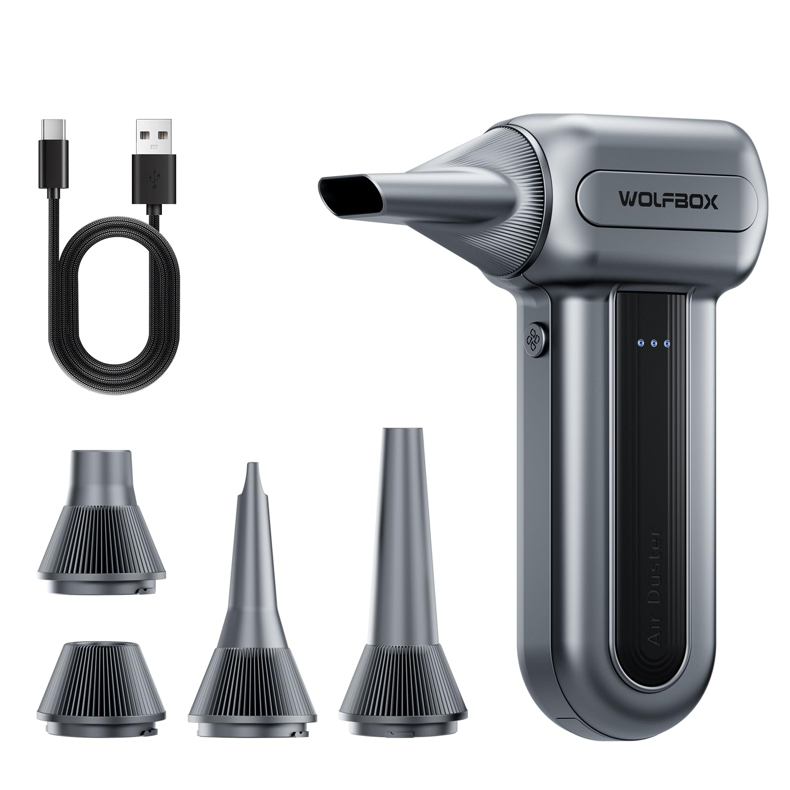 WOLFBOX MF70 Compressed Air Duster, 3-Speed Adjustable, Electric, Cordless