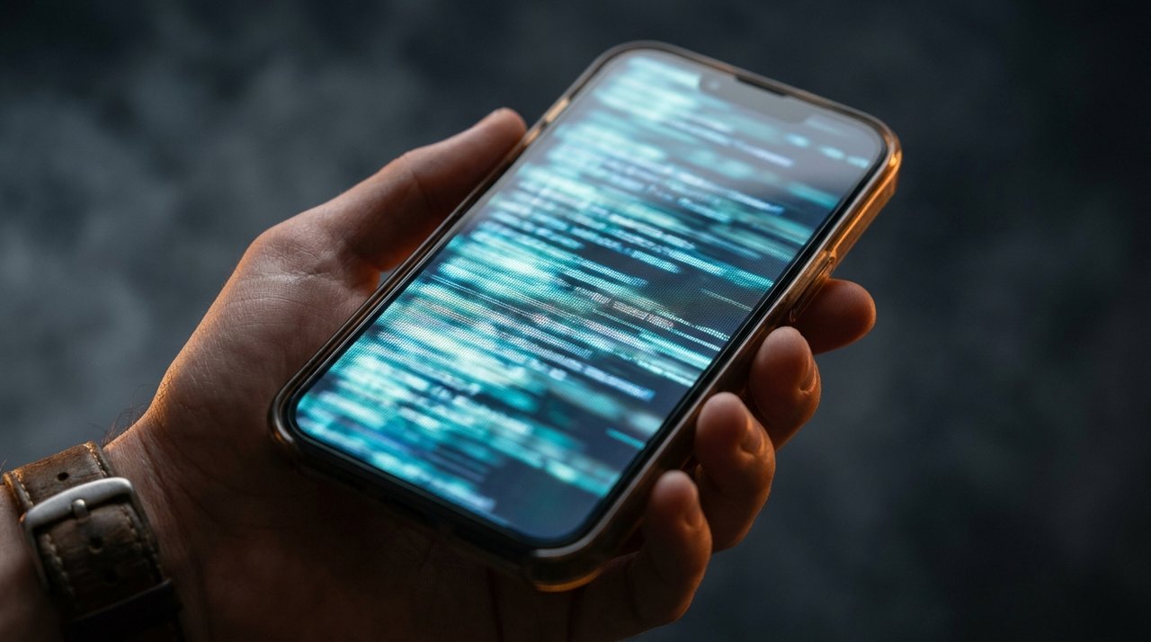 Gemini 3.5 Flash speed visualization — phone screen with cyan AI response streams