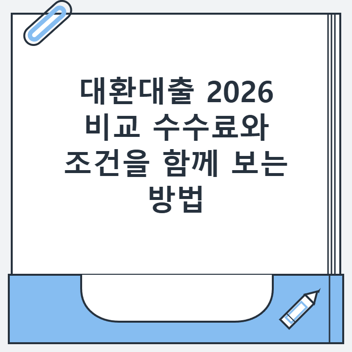대환대출 2026 비교 수수료와 조건을 함께 보는 방법