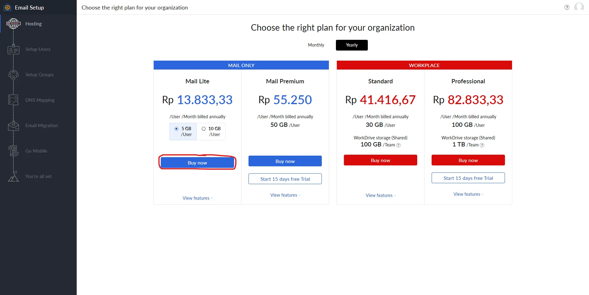 Memilih paket hosting