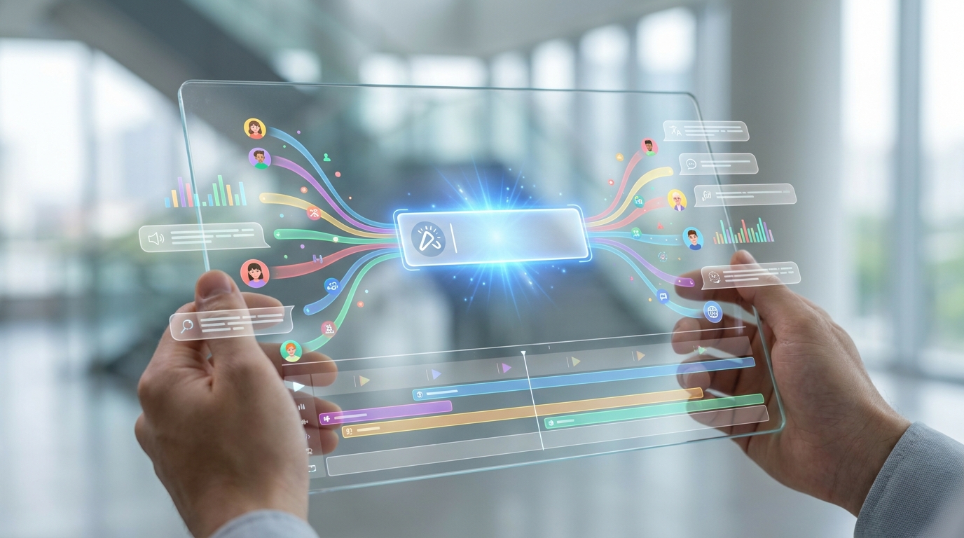 HeyGen Video Agent interface showing AI-generated video with motion graphics and digital twin
