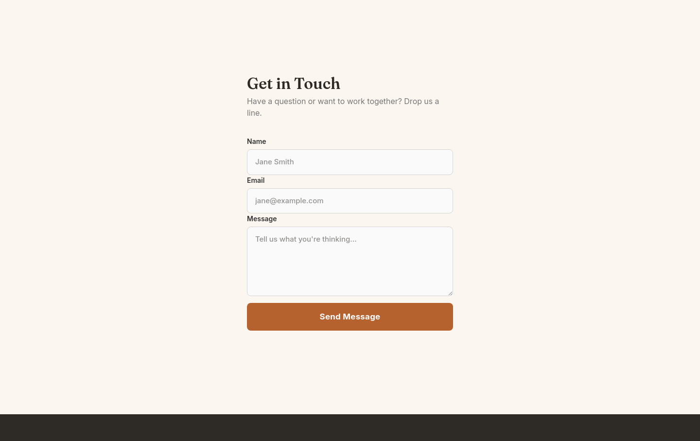 Contact form with just 3 fields: name, email, message