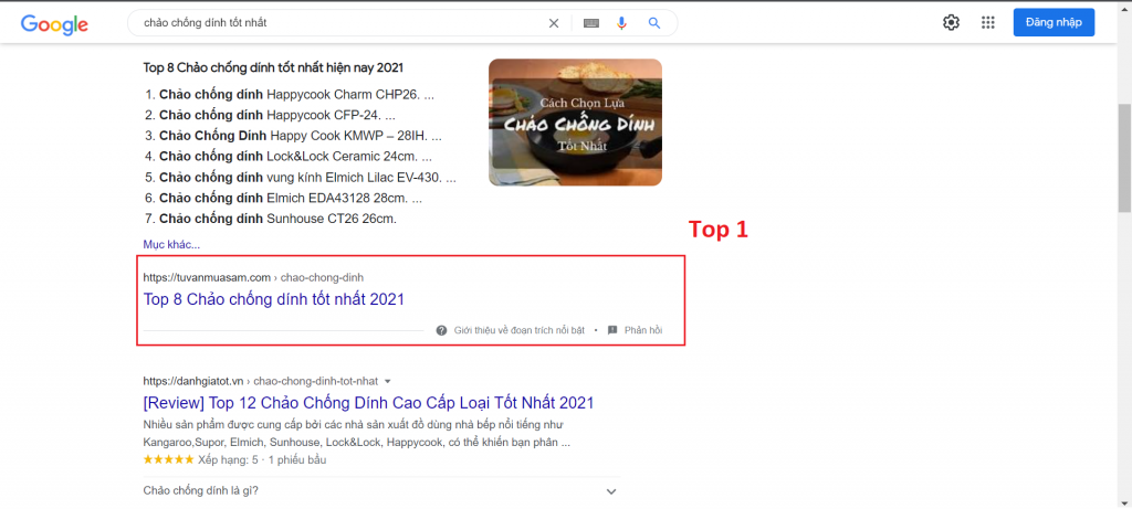 Ví dụ về SEO website