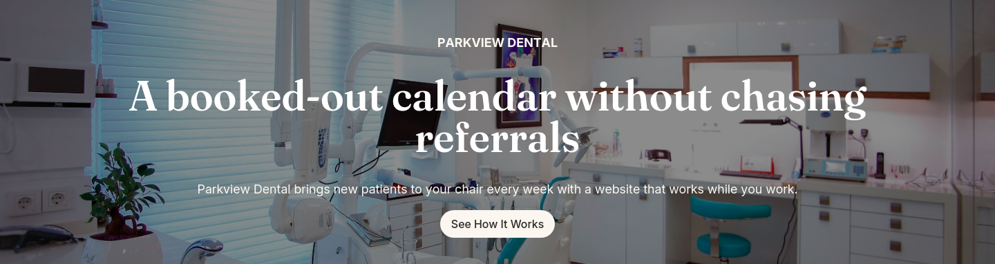 Dental practice homepage: Outcome first formula