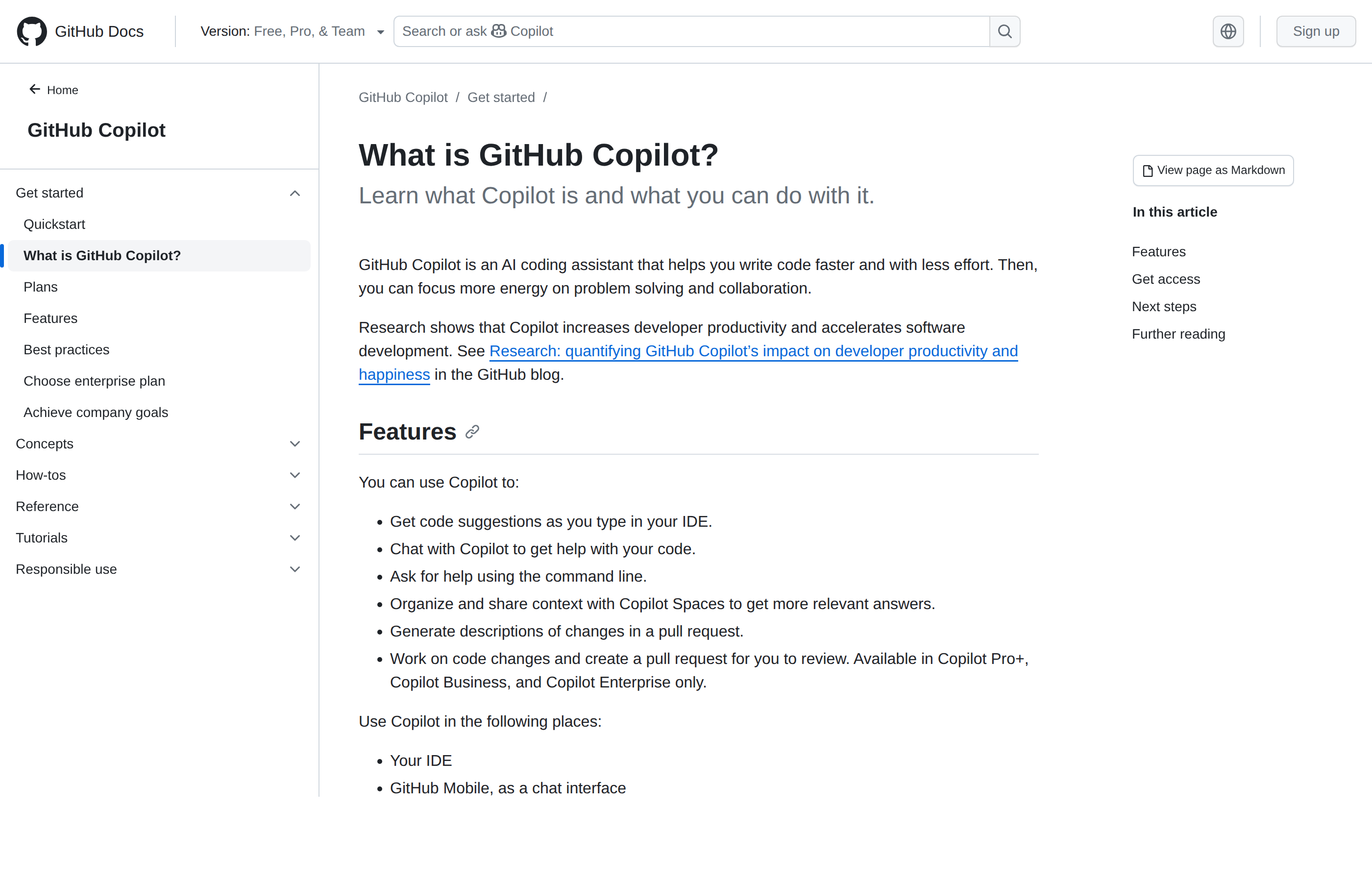 GitHub Copilot 문서