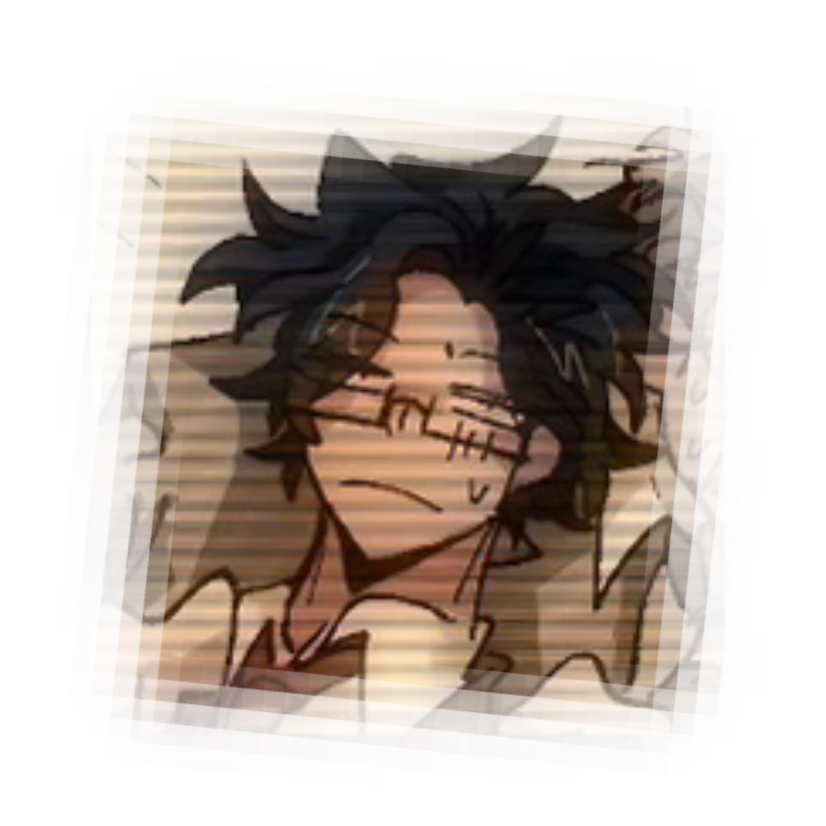 square pixel edge photo of protag from "Elevator Hitch"