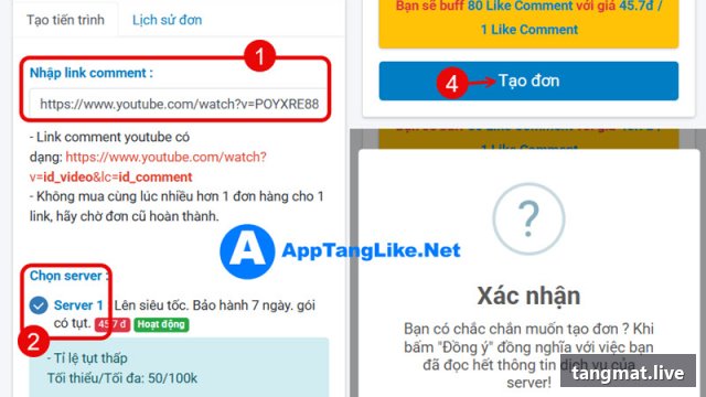 Comment Likes service on Youtube at Tangmat.live