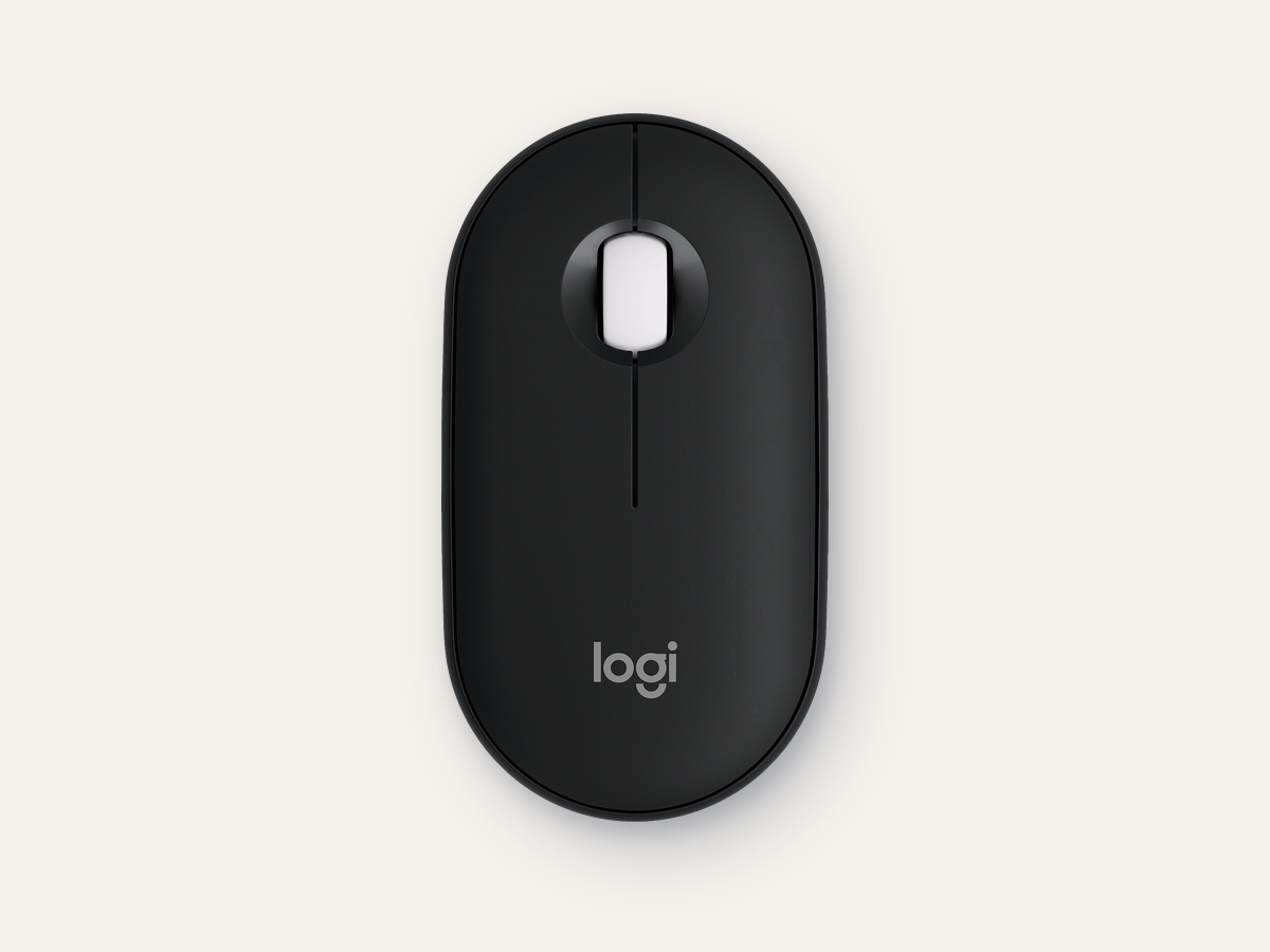 Logitech Pebble Mouse 2 M350s product image on warm off-white background