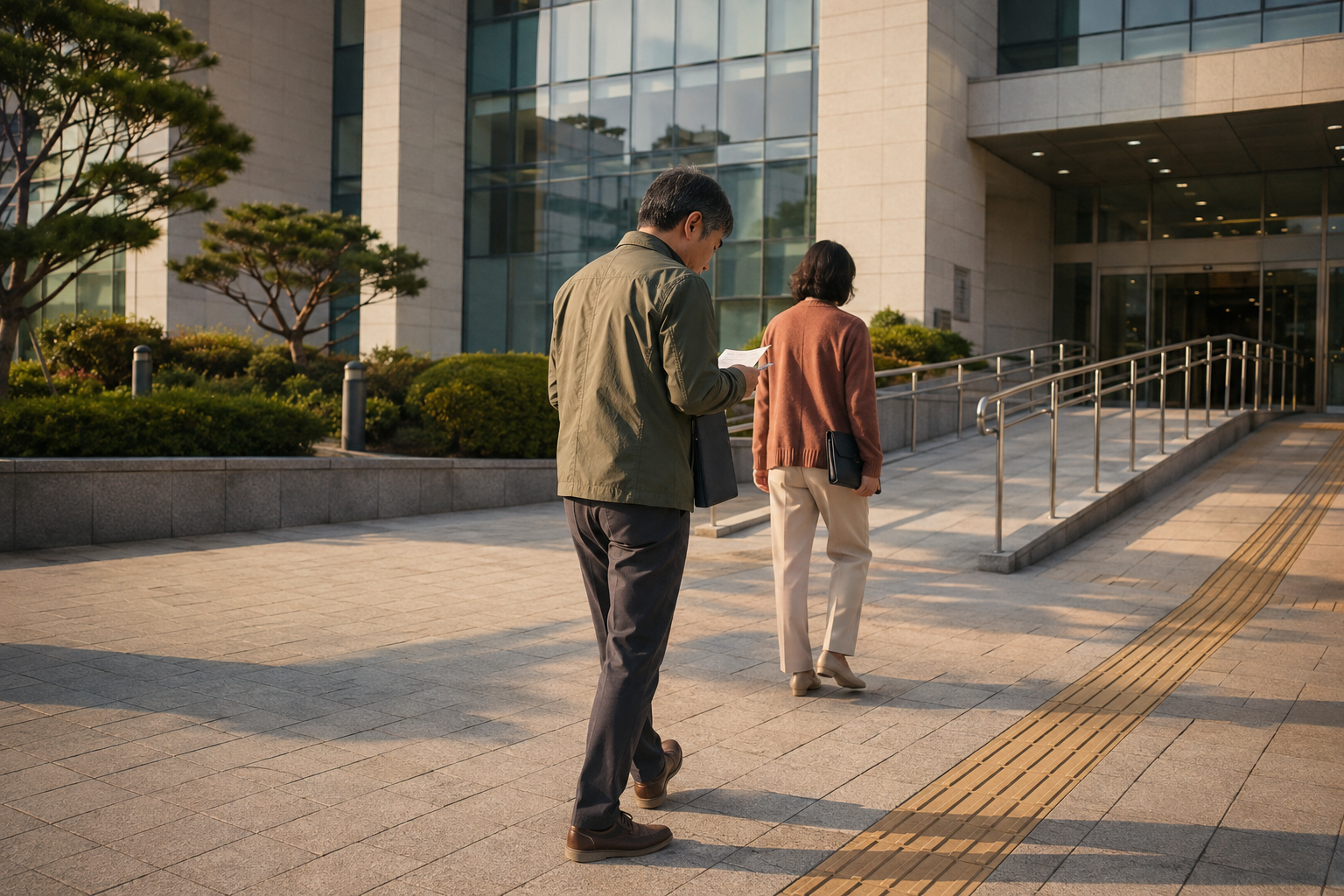 국적과 신고 여부 및 서류 요건을 묶어 접수처에 문의하려는 설명용 장면
