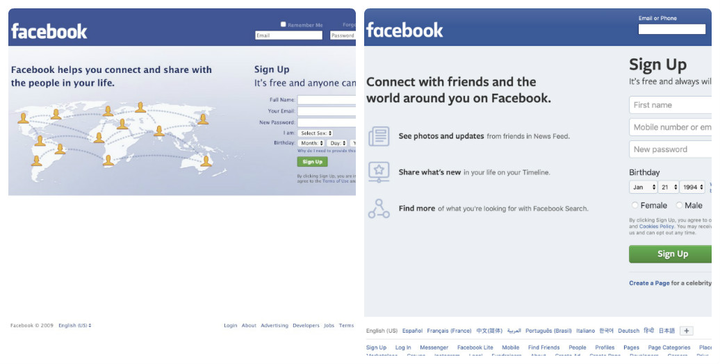 Facebook thay đổi thiết kế giao diện web trong 10 năm như thế nào