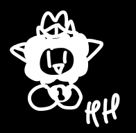 the lamb draw on a black background with white lineart. the light parts of its design are filled in white. this image only shows the head.