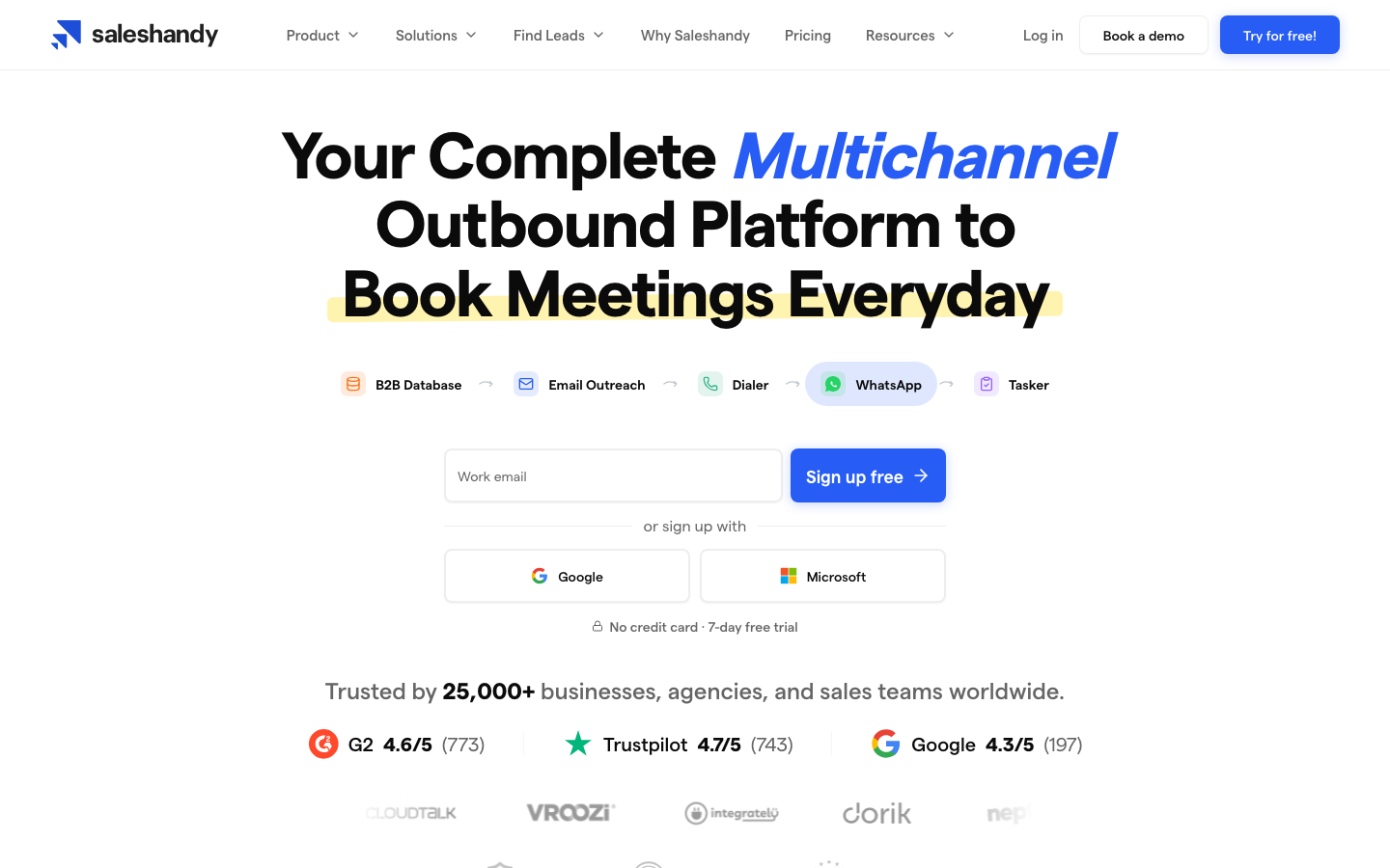 Saleshandy homepage