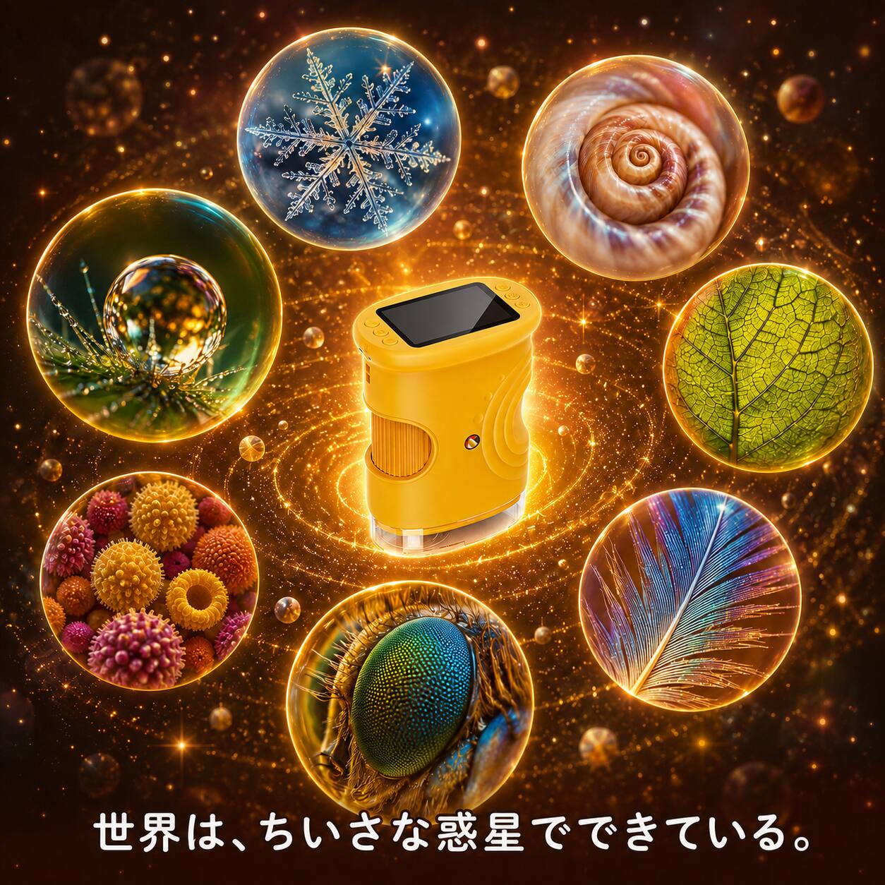製品と、画面に映る拡大された世界。