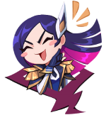 A transparent sticker depicting Caitlyn from League of Legends. Her appearance is consistent with her Battle Academia costume.