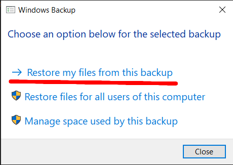 Restore my files