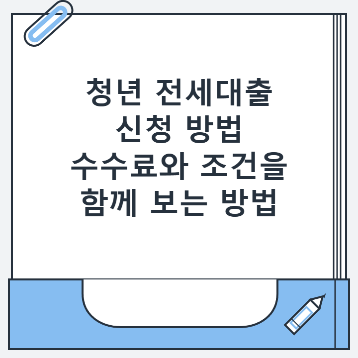 청년 전세대출 신청 방법 수수료와 조건을 함께 보는 방법