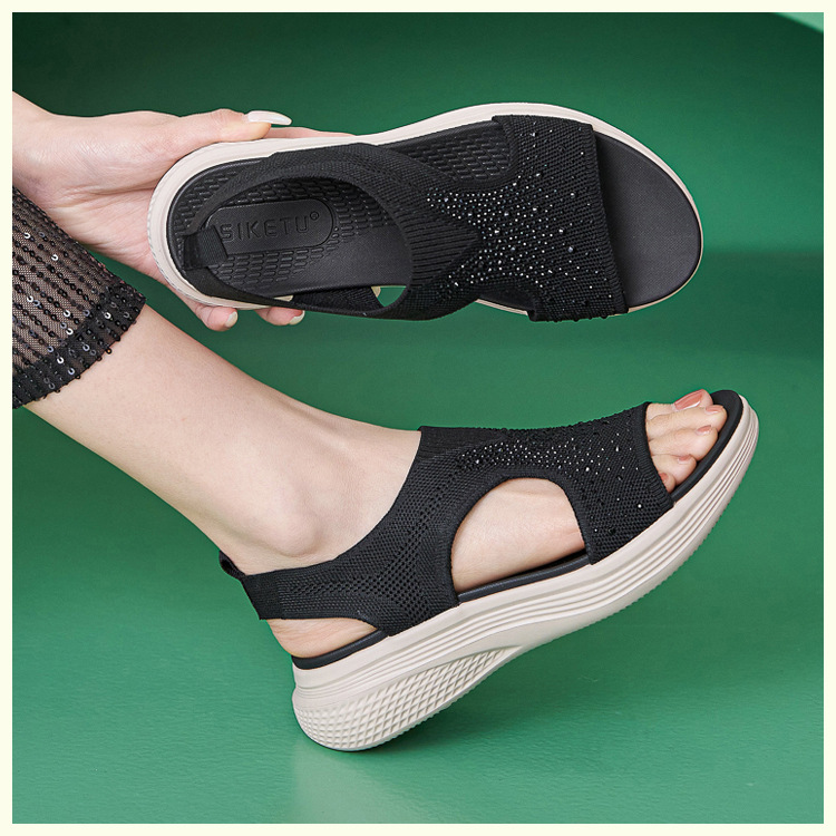 Women's Rhinestone Platform Sporty Comfort Sandals - Detail 11