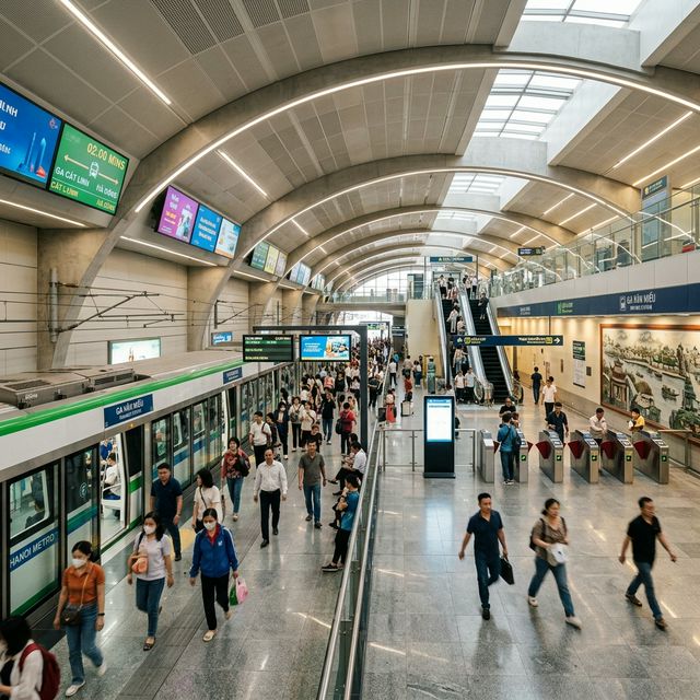 Bên trong nhà ga tuyến Metro ngầm hiện đại tại Hà Nội