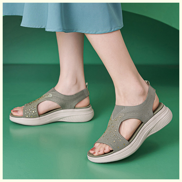 Women's Rhinestone Platform Sporty Comfort Sandals - Detail 19