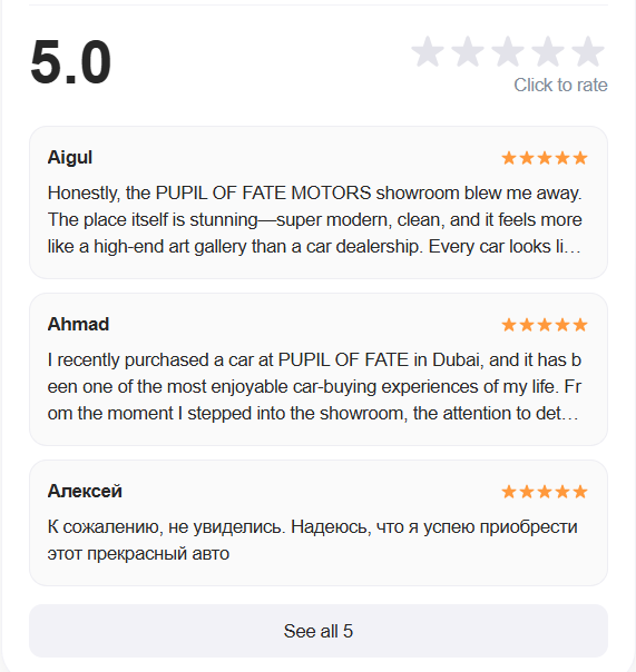 Showroom Profile with Reviews
