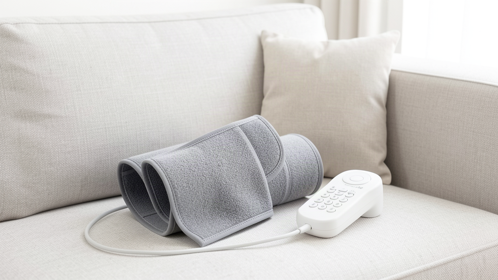 Fit King air compression leg massager with Velcro calf sleeves and controller