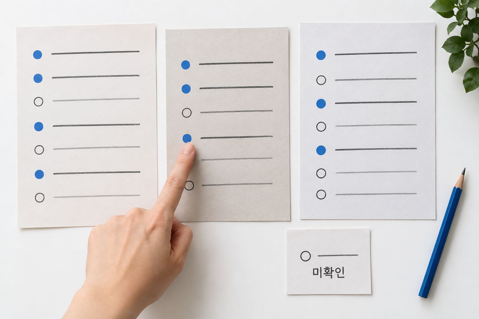 세 자료에서 확인 가능한 항목만 대조하고 없는 정보는 비워 두는 설명용 장면