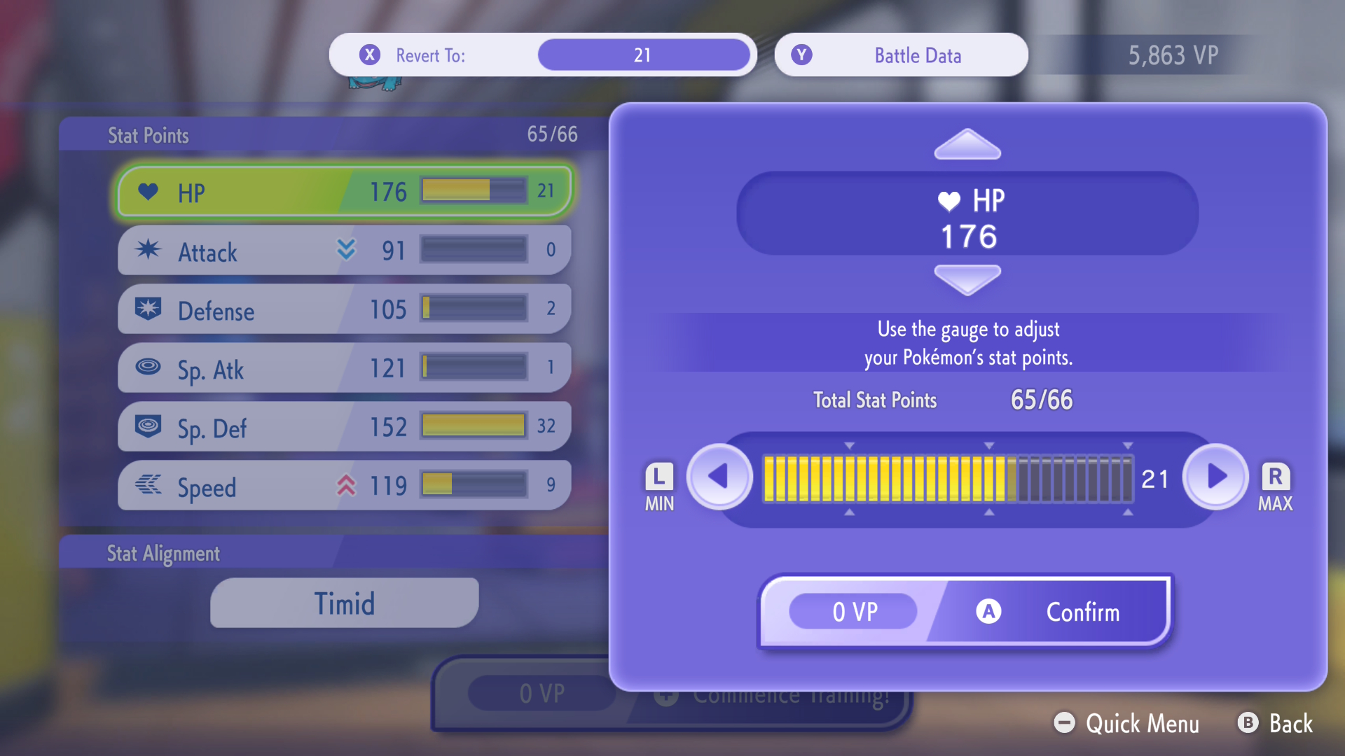 A screenshot of the stat point adjuster.