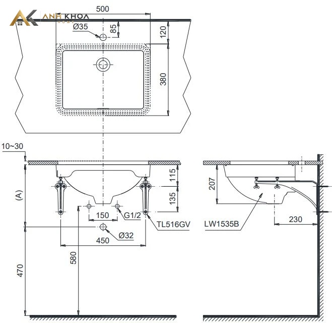 bna ve lavabo toto lw1536v