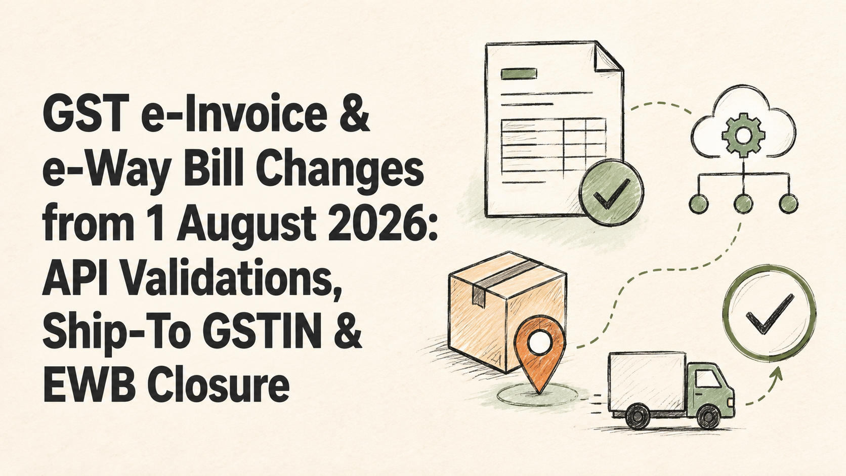 GST e-Invoice and e-Way Bill compliance workflow illustration
