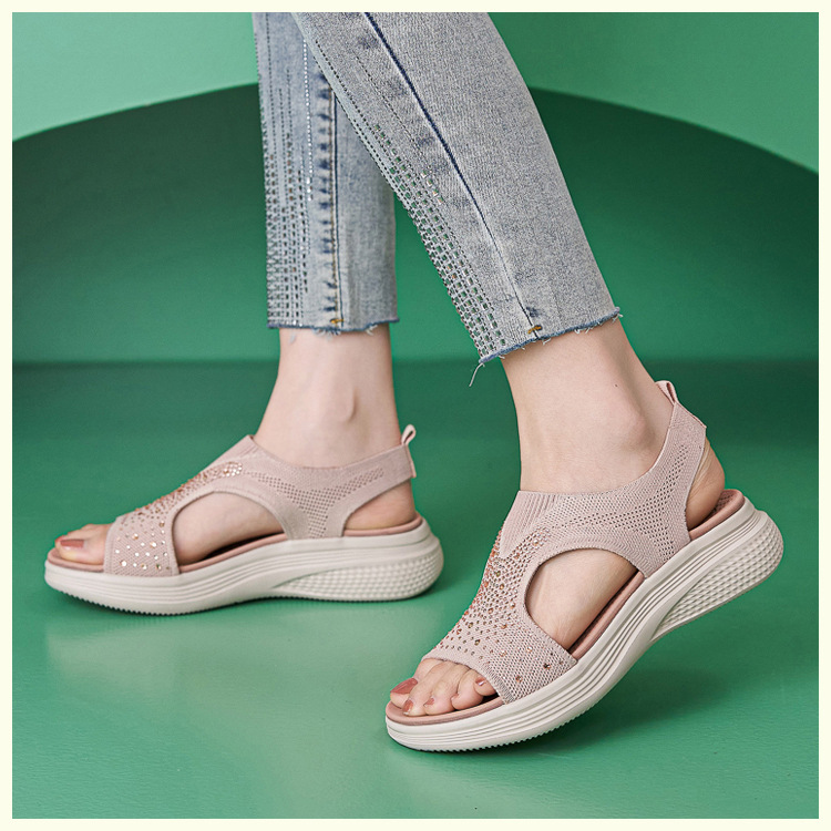 Women's Rhinestone Platform Sporty Comfort Sandals - Detail 9