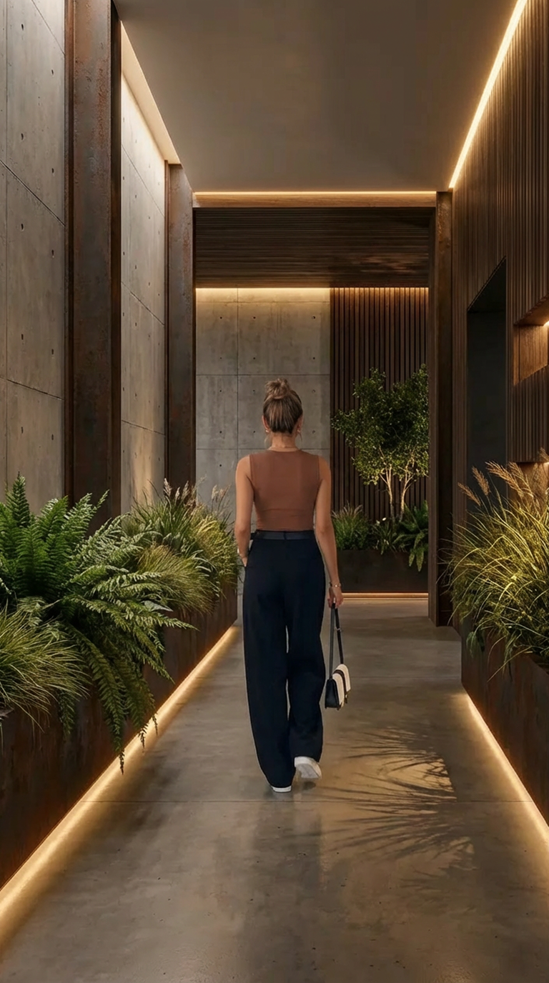 Sales woman hallway