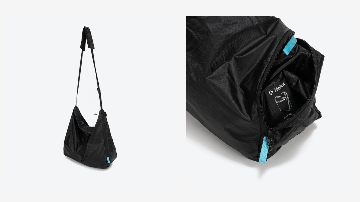 Helinox Packable Cross Bag 斜背包外觀與折回側邊口袋的收納方式