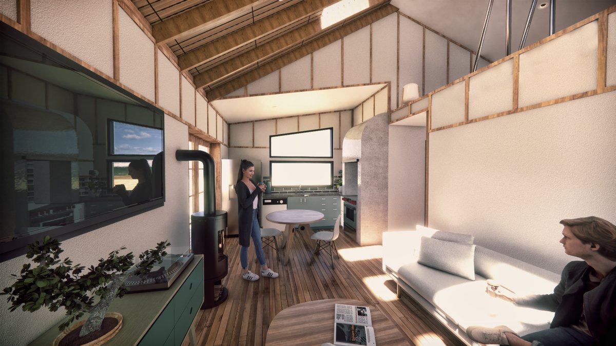 Redshift cabin interior demonstrating open sightlines and spatial depth