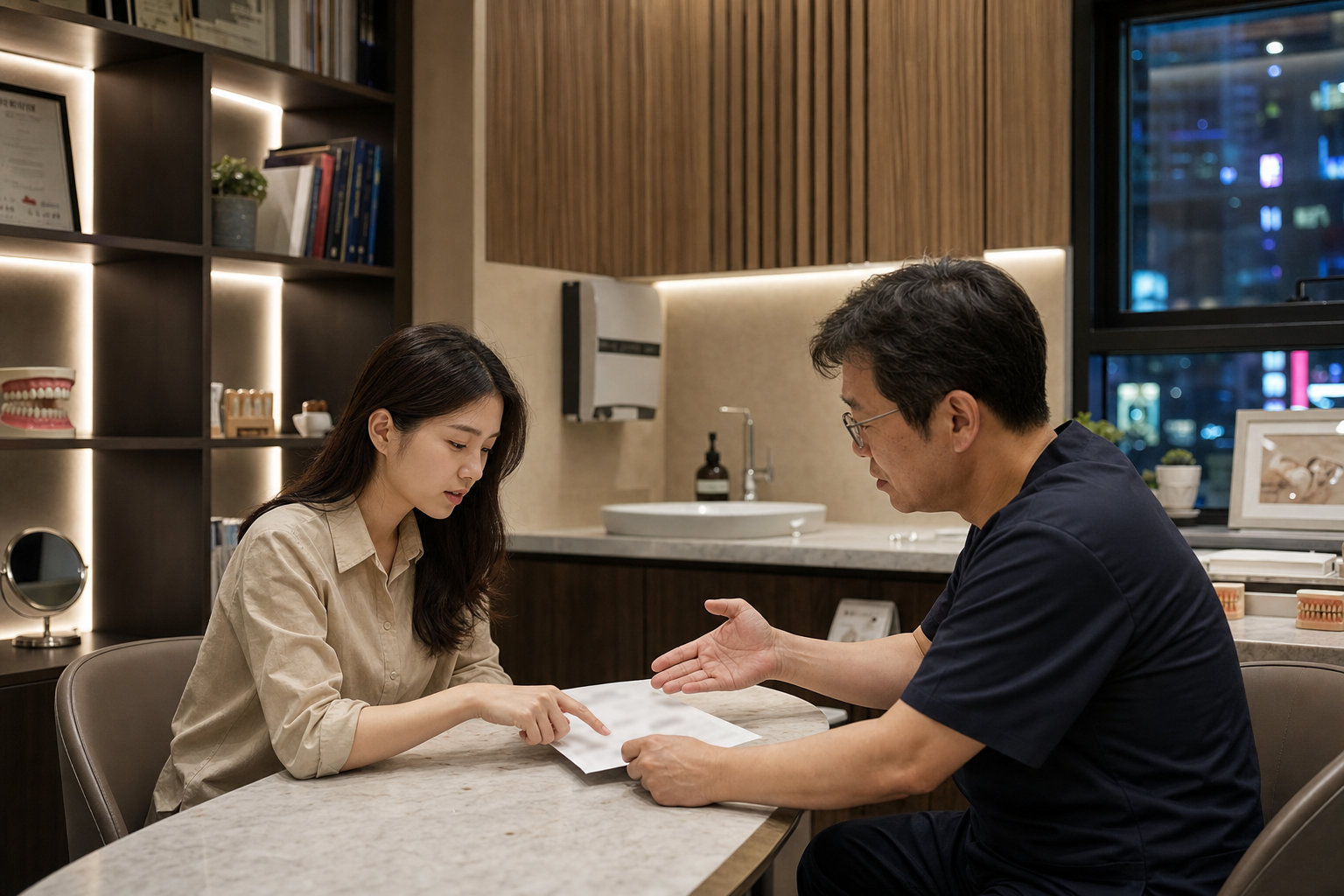 같은 해 두 번째 스케일링의 비급여 비용을 상담하는 환자